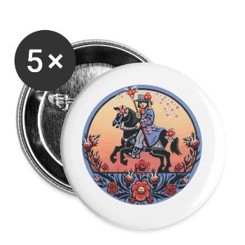 Sorbische Folklore – Reiter und Festtradition - Buttons groß 56 mm (5er Pack) - Weiß - Vorne