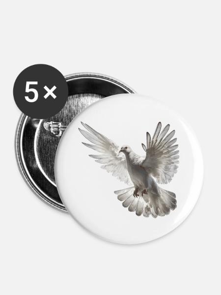 Firedenstaube Geschenk - Buttons groß 56 mm (5er Pack) - Weiß