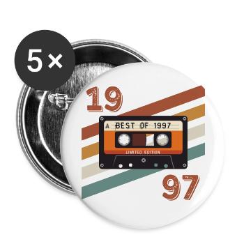 1997 rétro vintage anniversaire - Lot de 5 grands badges (56 mm) - blanc - Devant