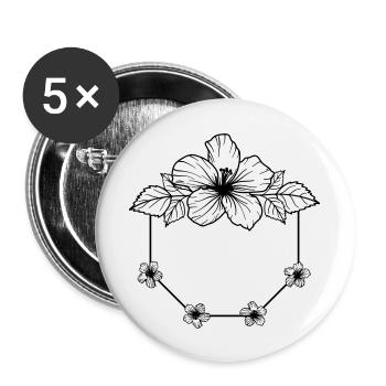 Hibiscus Boho Flower 2 - Buttons large 2.2''/56 mm (5-pack) - white - Front