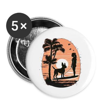Bouledogue français | SUP Stand Up Paddle Surf Girl - Lot de 5 grands badges (56 mm) - blanc - Devant