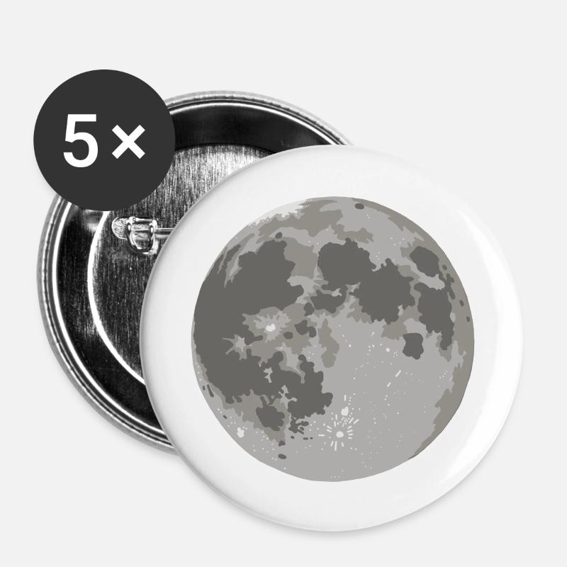 Mond - Himmelskörper - Buttons groß 56 mm (5er Pack) - Weiß