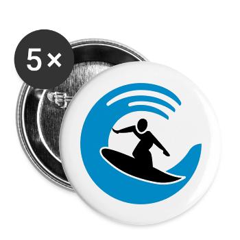 Logo de surf - Lot de 5 grands badges (56 mm) - blanc - Devant