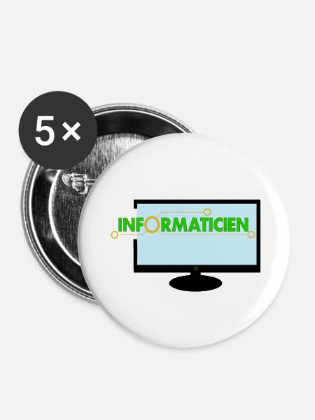 Informatiker - Buttons groß 56 mm (5er Pack) - Weiß