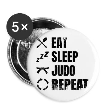 Eat Sleep Judo Repeat - Buttons groß 56 mm (5er Pack) - Weiß - Vorne
