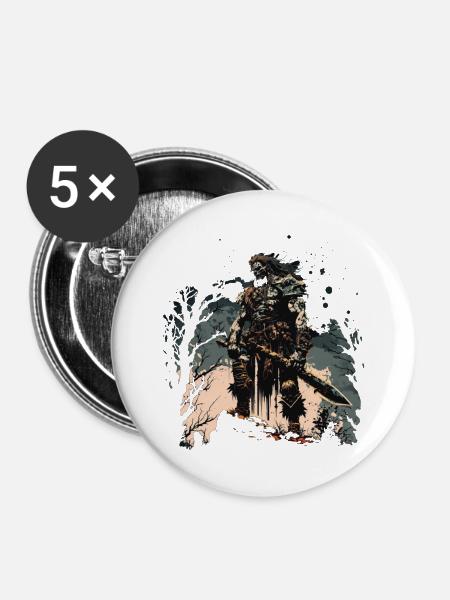 Barbar - Buttons groß 56 mm (5er Pack) - Weiß