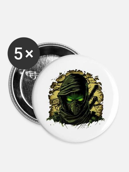 Ninja - Buttons groß 56 mm (5er Pack) - Weiß