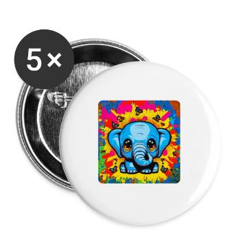 Power of an Elephant, Love of a Baby - Buttons large 2.2''/56 mm (5-pack) - white - Front