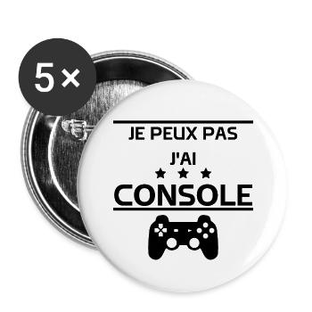 je peux pas j'ai console - Lot de 5 grands badges (56 mm) - blanc - Devant