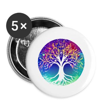 Lebensbaum Yoga Baum des Lebens Meditation - Buttons groß 56 mm (5er Pack) - Weiß - Vorne