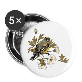 Oiseau - Lot de 5 grands badges (56 mm) - blanc - Devant