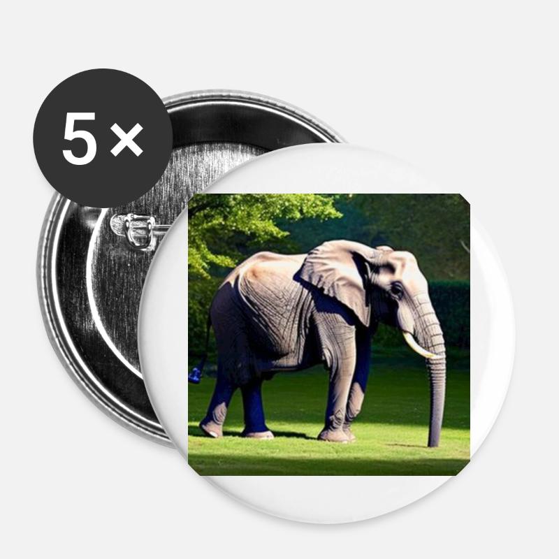 Elephant in a meadow - Buttons large 2.2''/56 mm (5-pack) - white