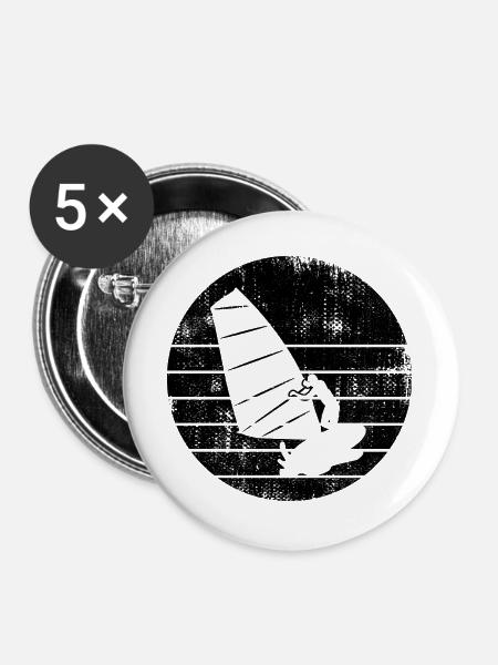 Windsurfer Skizze - Buttons groß 56 mm (5er Pack) - Weiß