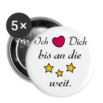 Ich liebe dich bis an die Sterne weit - Buttons groß 56 mm (5er Pack) - Weiß - Vorne