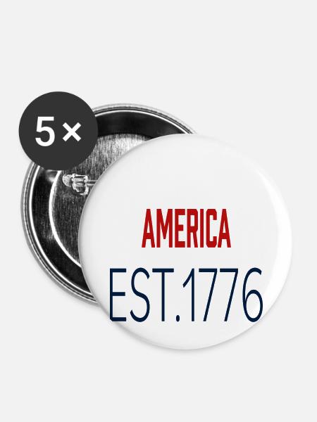 America EST. 1776 - Buttons groß 56 mm (5er Pack) - Weiß