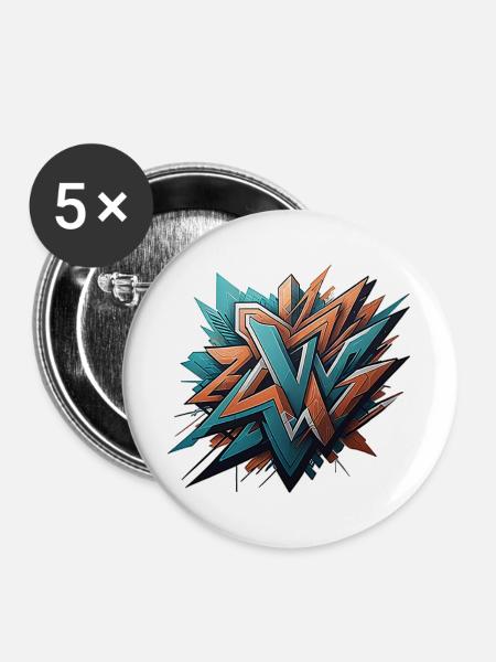 Graffiti Design - Buttons groß 56 mm (5er Pack) - Weiß