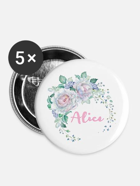 Für Alice - Buttons groß 56 mm (5er Pack) - Weiß