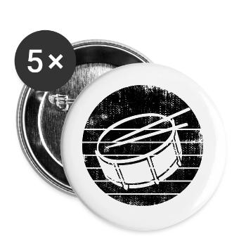 Tambour latéral - Lot de 5 grands badges (56 mm) - blanc - Devant