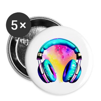 Headphones Singer Musician Gamer Listening to Music Singing - Buttons large 2.2''/56 mm (5-pack) - white - Front