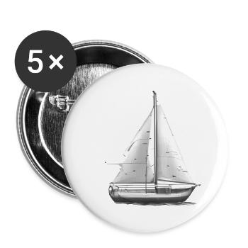 Segeln Segelsport Segelboot Segler Segelschiff - Buttons groß 56 mm (5er Pack) - Weiß - Vorne