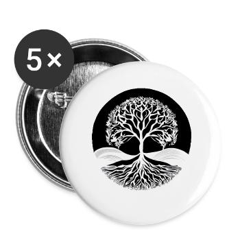 Lebensbaum Meditation Baum des Lebens Yoga - Buttons groß 56 mm (5er Pack) - Weiß - Vorne