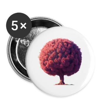 Lebensbaum Meditation Baum des Lebens Yoga - Buttons groß 56 mm (5er Pack) - Weiß - Vorne