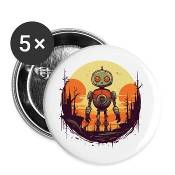 Robot - Buttons groß 56 mm (5er Pack) - Weiß - Vorne