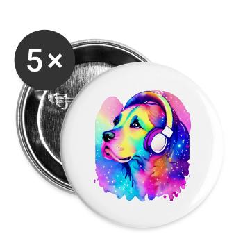 Labrador propriétaire chiot Labrador Retriever - Lot de 5 grands badges (56 mm) - blanc - Devant