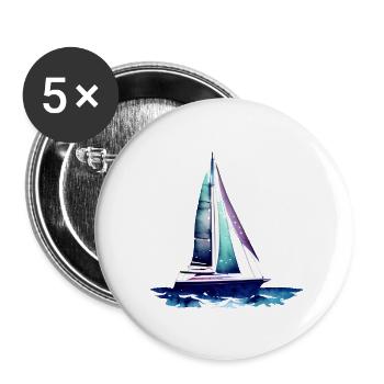Segeln Segelschiff Segelboot Segelsport Segler - Buttons groß 56 mm (5er Pack) - Weiß - Vorne
