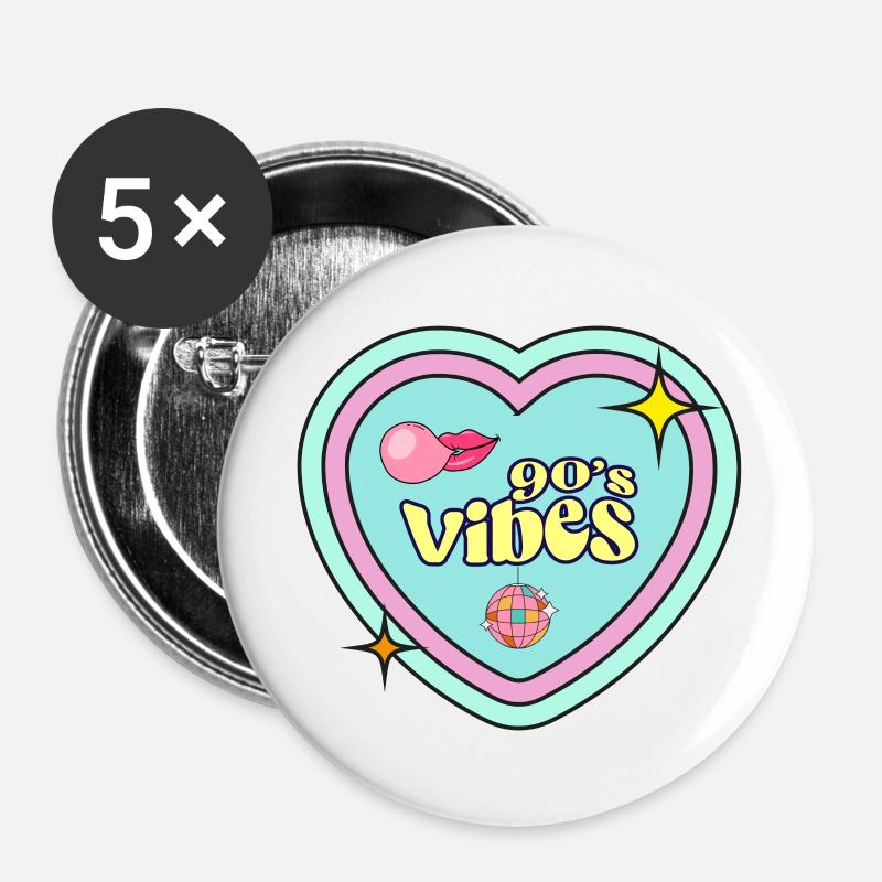 90's Vibes - Buttons large 2.2''/56 mm (5-pack) - white