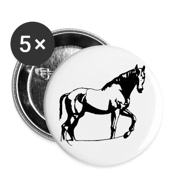 Handgezeichnete Skizze Pferd Geschenk - Buttons groß 56 mm (5er Pack) - Weiß - Vorne