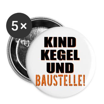 Baustelle Bauherr Kinder - Buttons groß 56 mm (5er Pack) - Weiß - Vorne