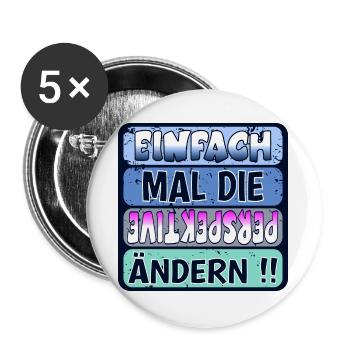 VERÄNDERUNG SPRÜCHE - WEISHEIT PERSPEKTIVE ÄNDERN - Buttons groß 56 mm (5er Pack) - Weiß - Vorne