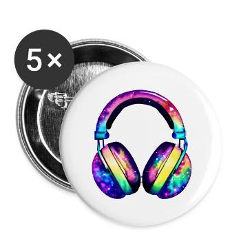 Headphones Musicians Singers Gamers Listen to music Singing - Buttons large 2.2''/56 mm (5-pack) - white - Front