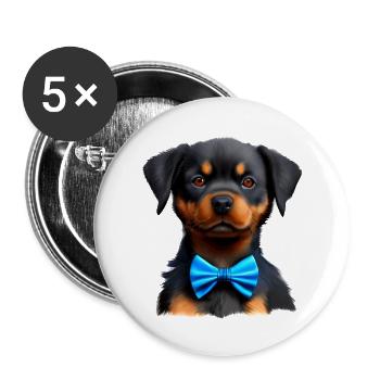 Rottweiler Chien Chiot Chiens Rottweiler Chiot - Lot de 5 grands badges (56 mm) - blanc - Devant