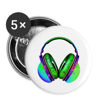 Headphones Musicians Singing Gamer Singer Listening to music - Buttons large 2.2''/56 mm (5-pack) - white - Front