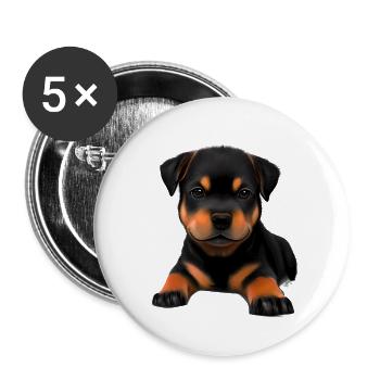 Rottweiler Chien Chiens Chiot Rottweiler Chiot - Lot de 5 grands badges (56 mm) - blanc - Devant