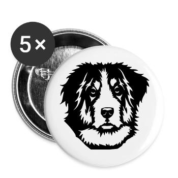 Dog Hund - Buttons groß 56 mm (5er Pack) - Weiß - Vorne