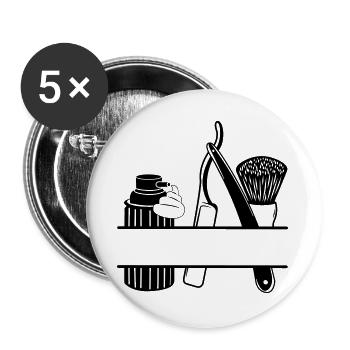 Shaving cream, knife and brush, logo shaving - Buttons large 2.2''/56 mm (5-pack) - white - Front