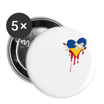 Solidarität mit der Ukraine – Mein Herz ist gebroc - Buttons groß 56 mm (5er Pack) - Weiß - Vorne