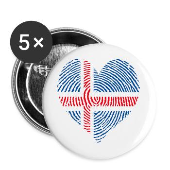 Norwegisches Herz - Buttons groß 56 mm (5er Pack) - Weiß - Vorne