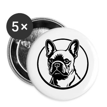 Bouledogue français Terrier de Boston - Lot de 5 grands badges (56 mm) - blanc - Devant