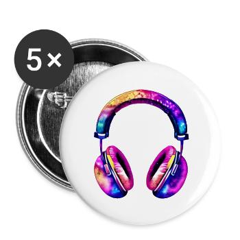 Headphones Listen to music Singing Musician Gamer Singer - Buttons large 2.2''/56 mm (5-pack) - white - Front