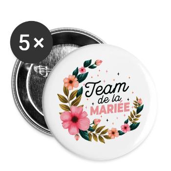 Enterrement de vie de Fille EVG Staff Marié Drôle - Lot de 5 grands badges (56 mm) - blanc - Devant