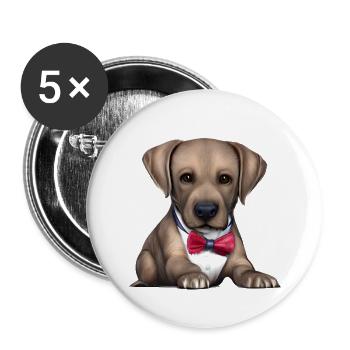Chiot Labrador propriétaire Labrador Retriever - Lot de 5 grands badges (56 mm) - blanc - Devant