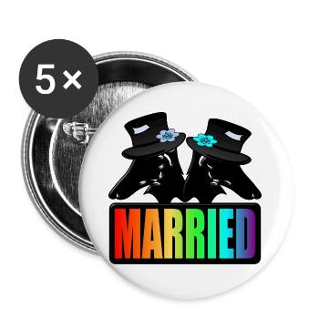 LGBTQ COUPLE MARRIED - WEDDING - GAY GROOM - Buttons large 2.2''/56 mm (5-pack) - white - Front