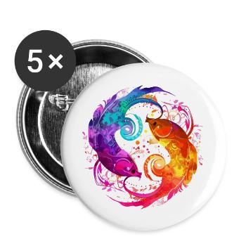 Die und der Fisch - Buttons groß 56 mm (5er Pack) - Weiß - Vorne