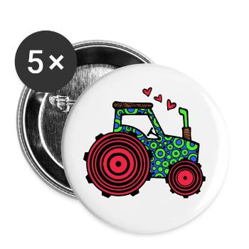 Véhicule Coeur Tracteur Véhicule utilitaire Véhicule à moteur - Lot de 5 grands badges (56 mm) - blanc - Devant