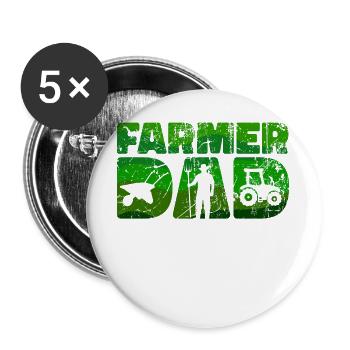Tractor Farm Vehicle Statement Farmer - Buttons large 2.2''/56 mm (5-pack) - white - Front