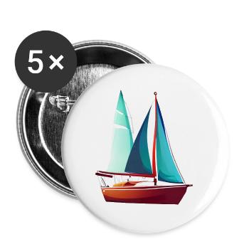 Voilier Voilier Voile Voile Voile Voile Marin - Lot de 5 grands badges (56 mm) - blanc - Devant